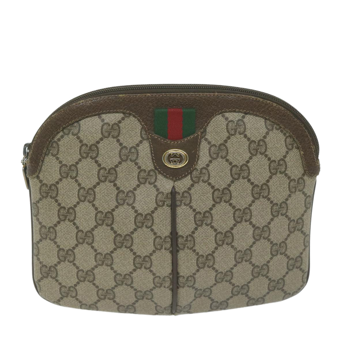 GUCCI GG Supreme Web Sherry Line Shoulder Bag PVC Beige 904 02 047 Auth 65903