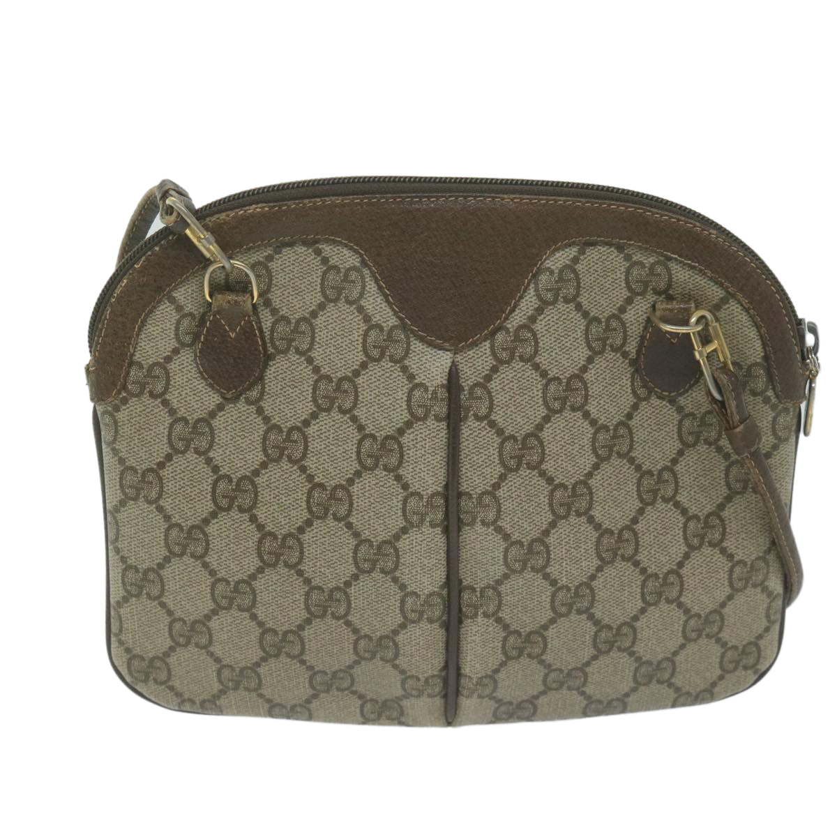 GUCCI GG Supreme Web Sherry Line Shoulder Bag PVC Beige 904 02 047 Auth 65903