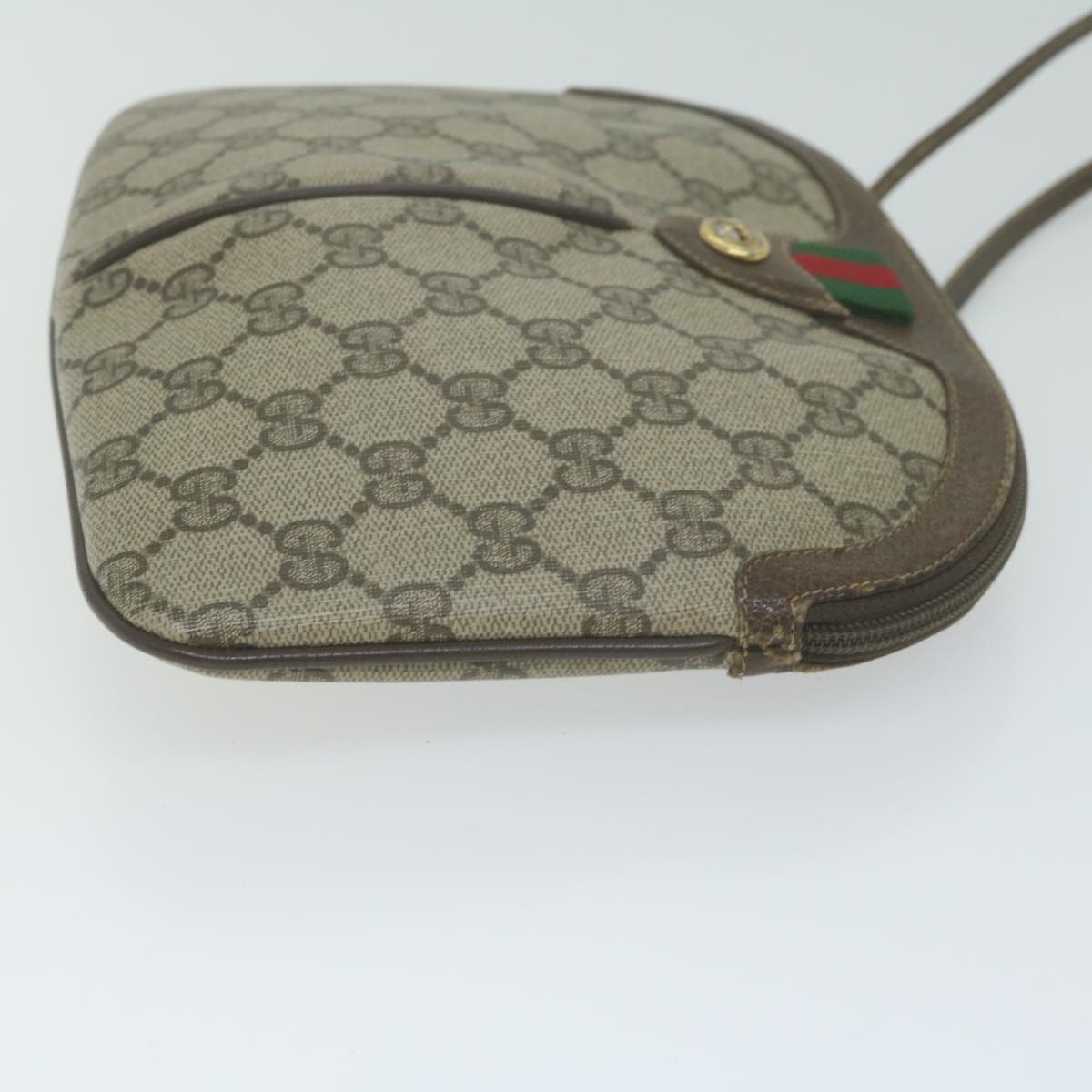 GUCCI GG Supreme Web Sherry Line Shoulder Bag PVC Beige 904 02 047 Auth 65903