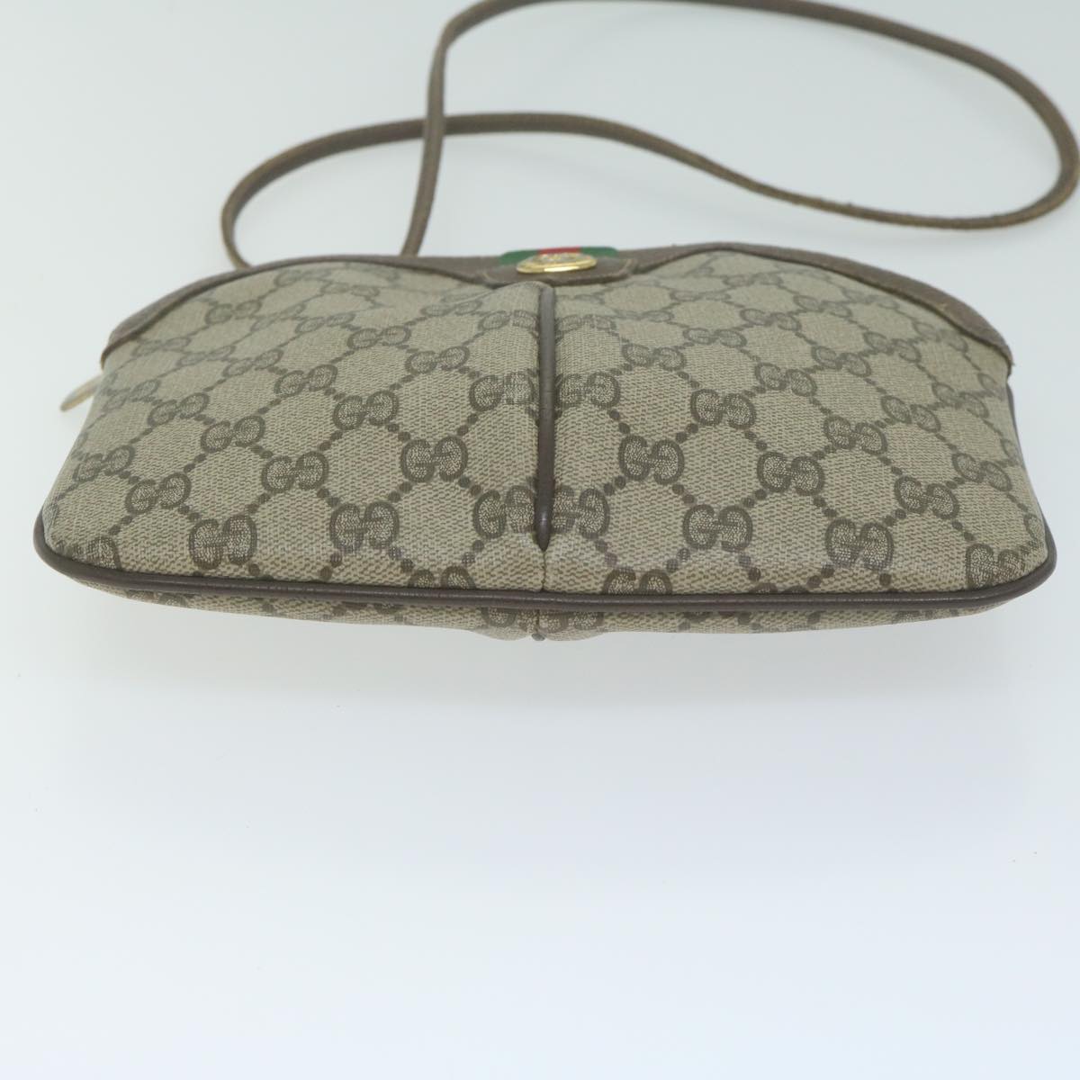 GUCCI GG Supreme Web Sherry Line Shoulder Bag PVC Beige 904 02 047 Auth 65903