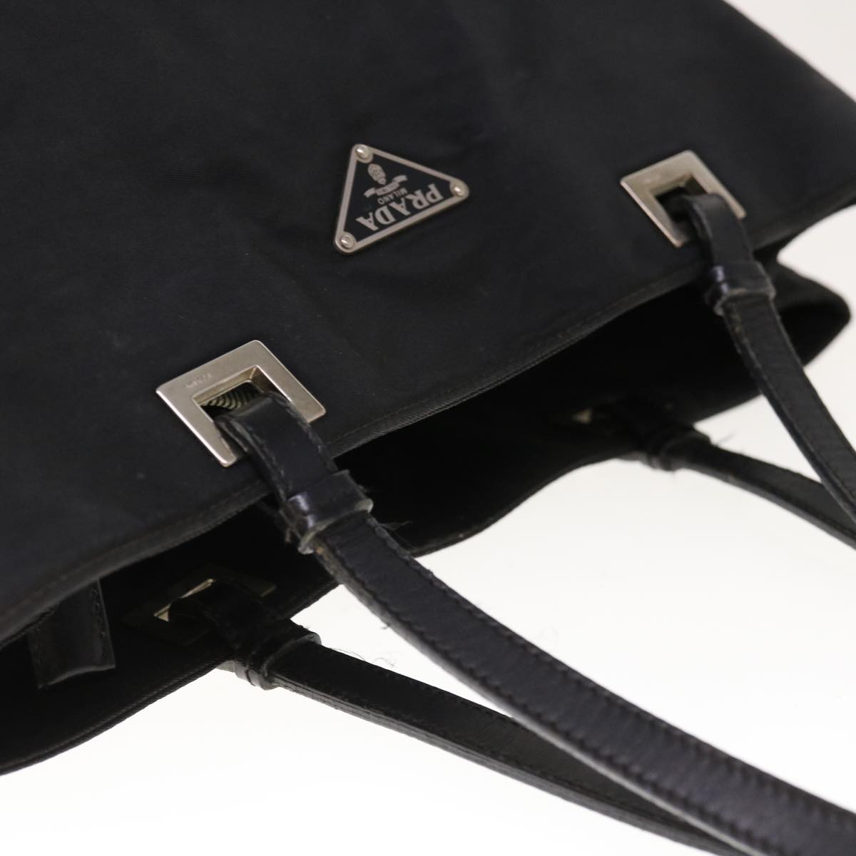 PRADA Hand Bag Nylon Black Auth 65906