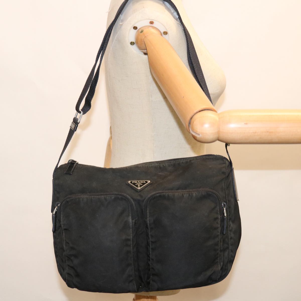 PRADA Shoulder Bag Nylon Black Auth 65909