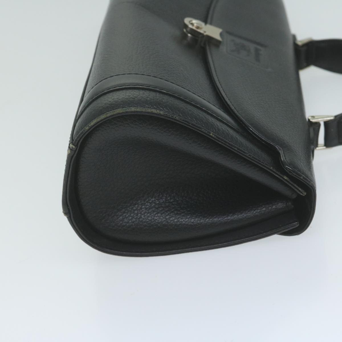 Burberrys Hand Bag Leather Black Auth 65918