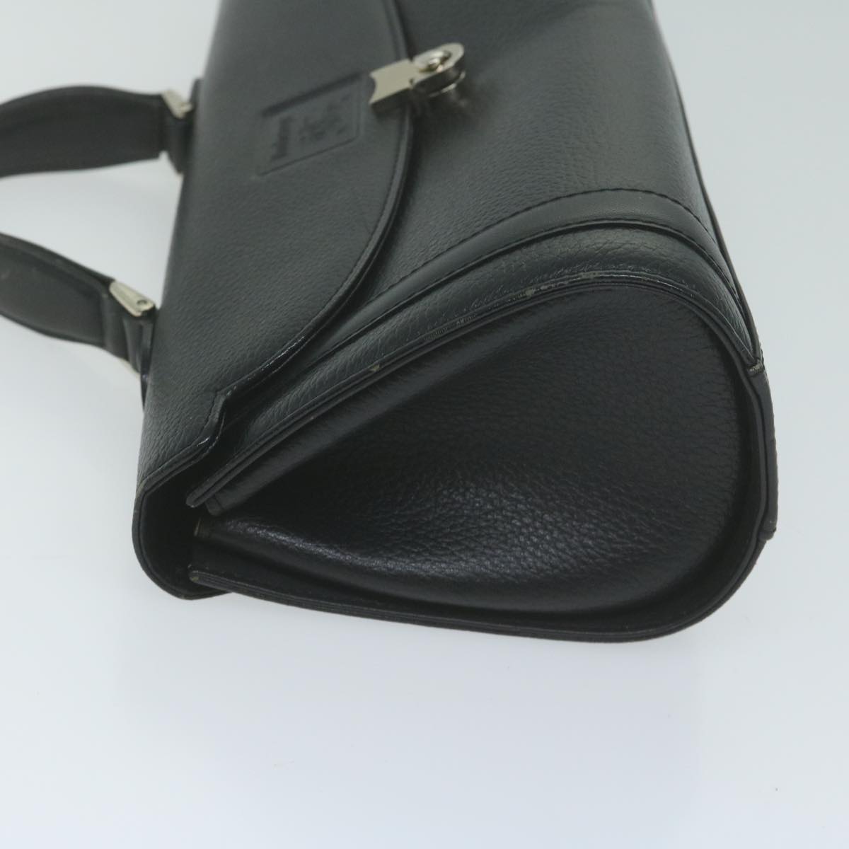 Burberrys Hand Bag Leather Black Auth 65918