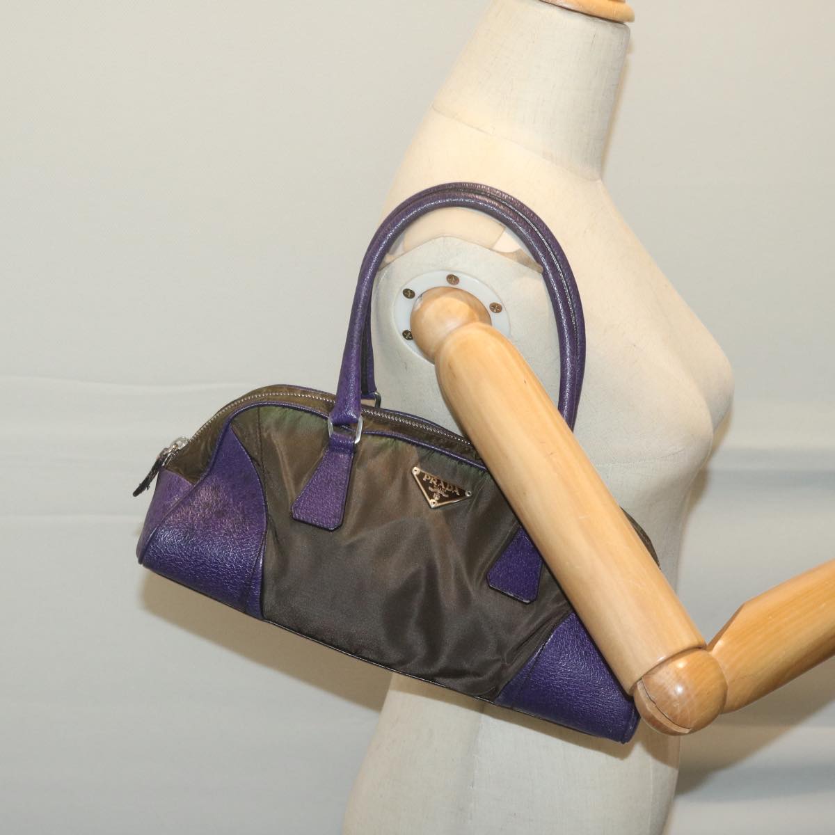 PRADA Hand Bag Nylon Purple Auth 65920