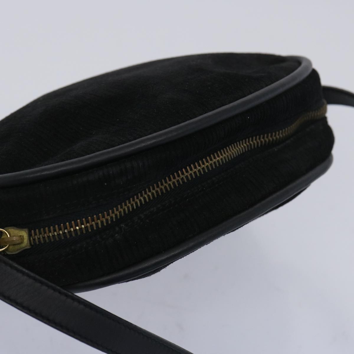 Salvatore Ferragamo Shoulder Bag Suede Black Auth 65924