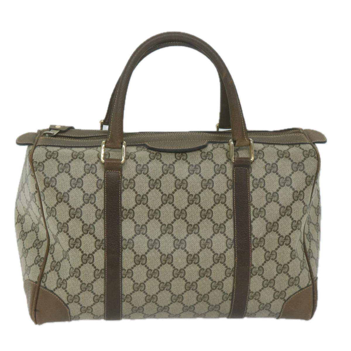 GUCCI GG Supreme Boston Bag PVC Beige Auth 65927