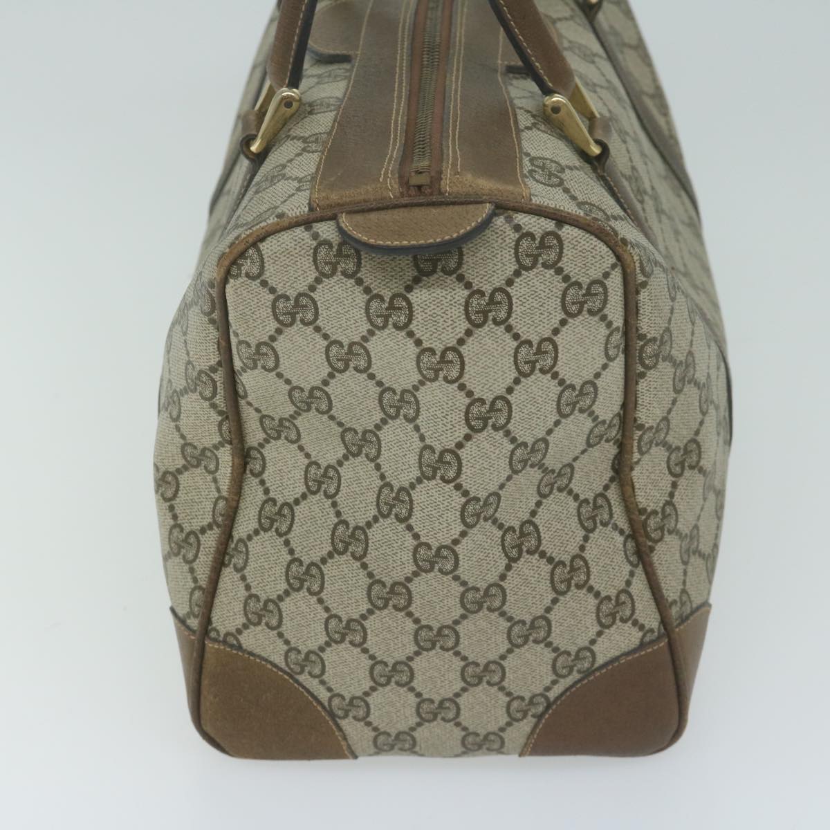 GUCCI GG Supreme Boston Bag PVC Beige Auth 65927