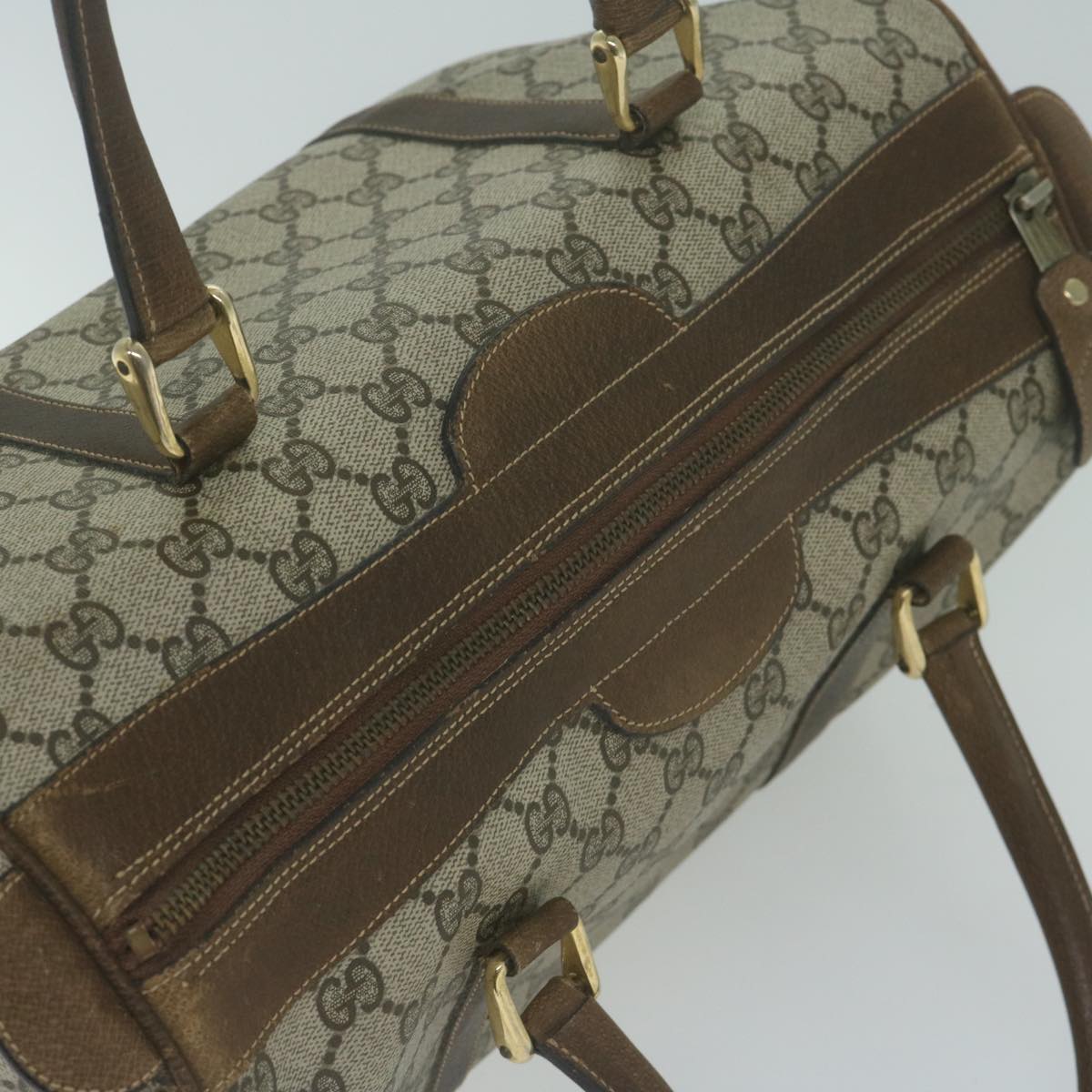 GUCCI GG Supreme Boston Bag PVC Beige Auth 65927