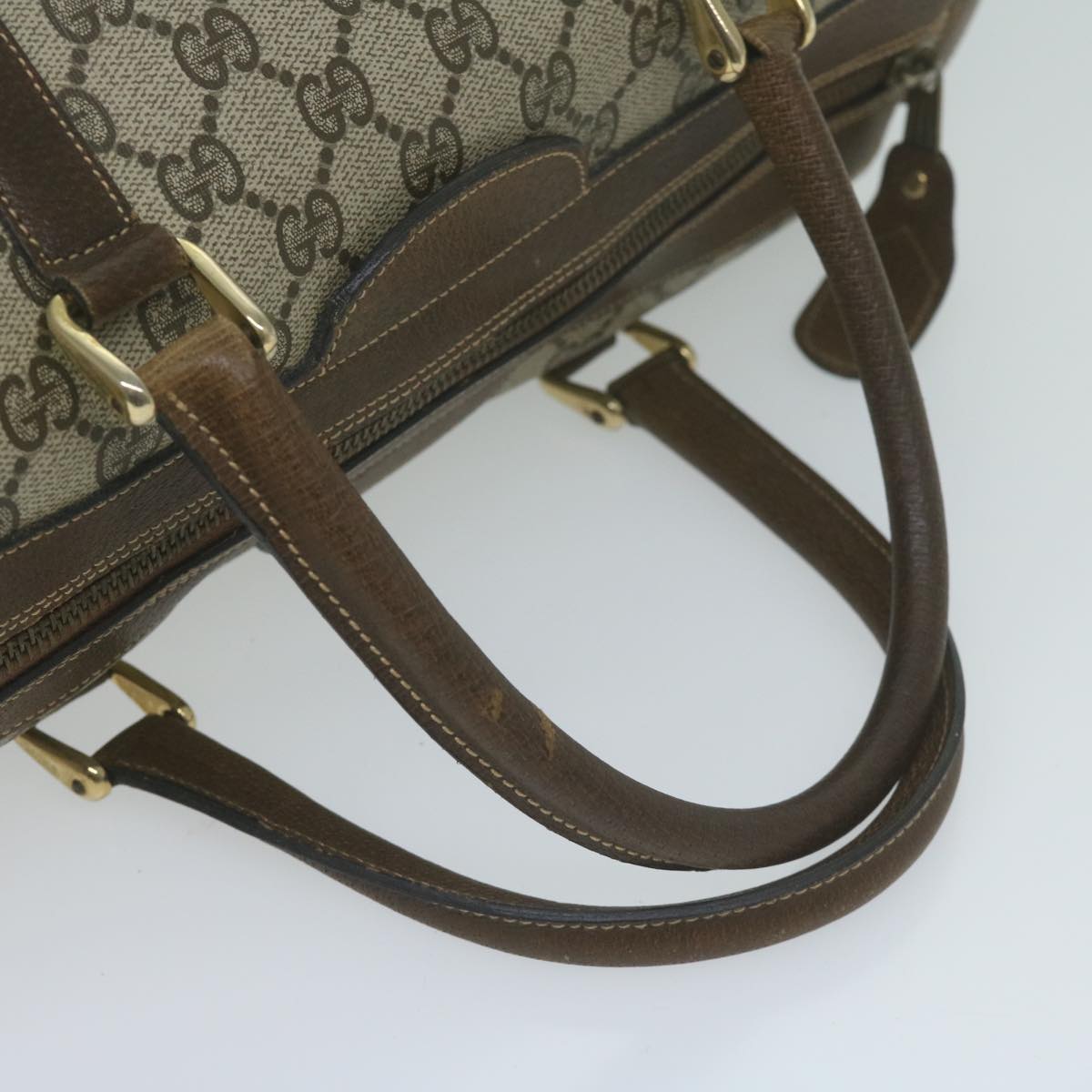 GUCCI GG Supreme Boston Bag PVC Beige Auth 65927