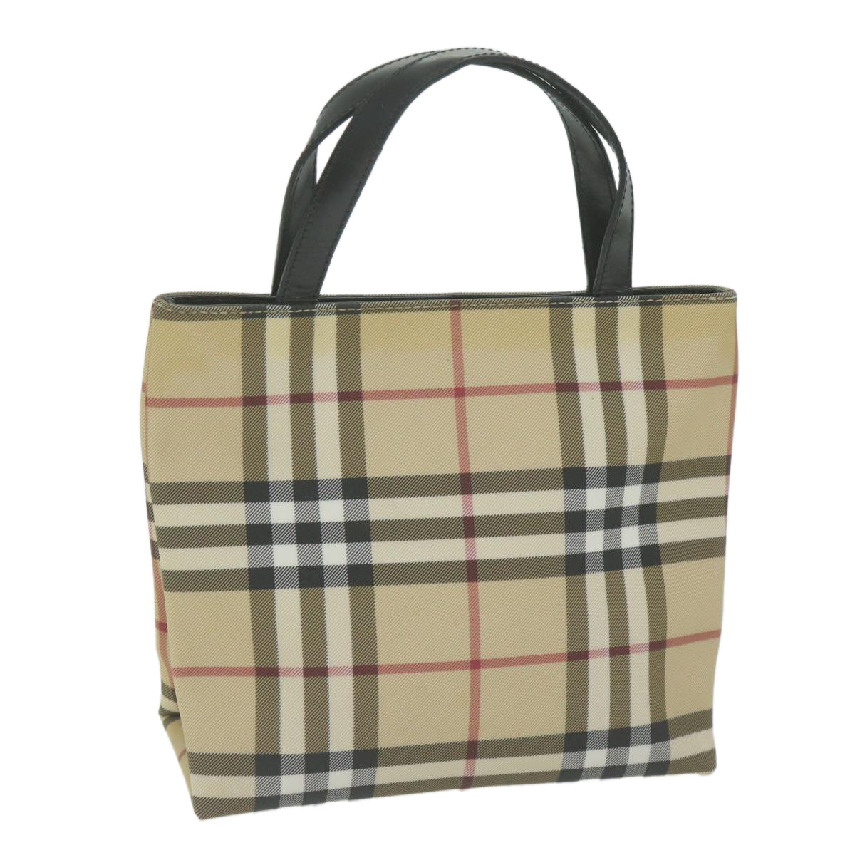 BURBERRY Nova Check Hand Bag Coated Canvas Beige Auth 65930