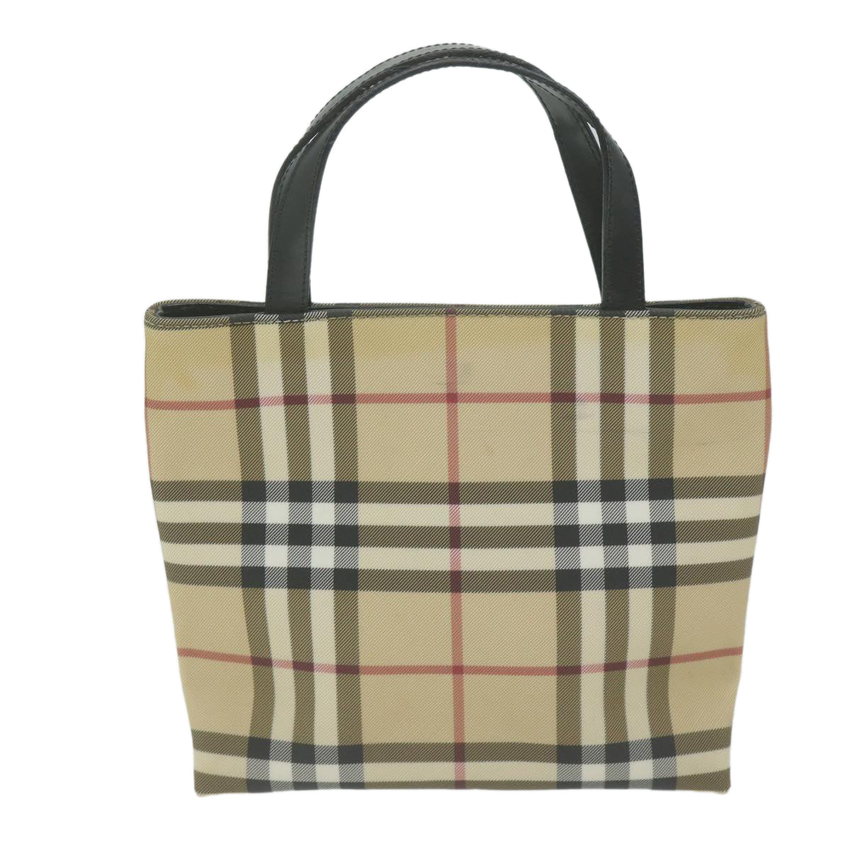 BURBERRY Nova Check Hand Bag Coated Canvas Beige Auth 65930