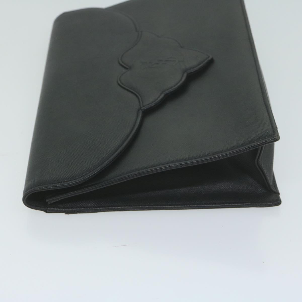SAINT LAURENT Clutch Bag Leather Black Auth 65936