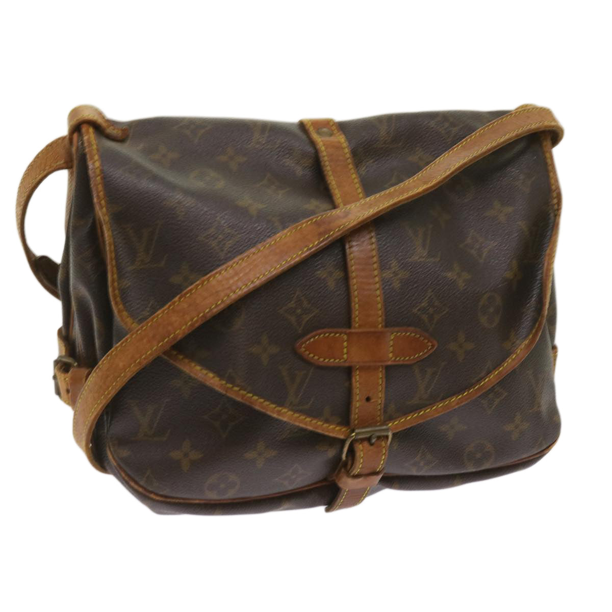 LOUIS VUITTON Monogram Saumur 30 Shoulder Bag M42256 LV Auth 65937