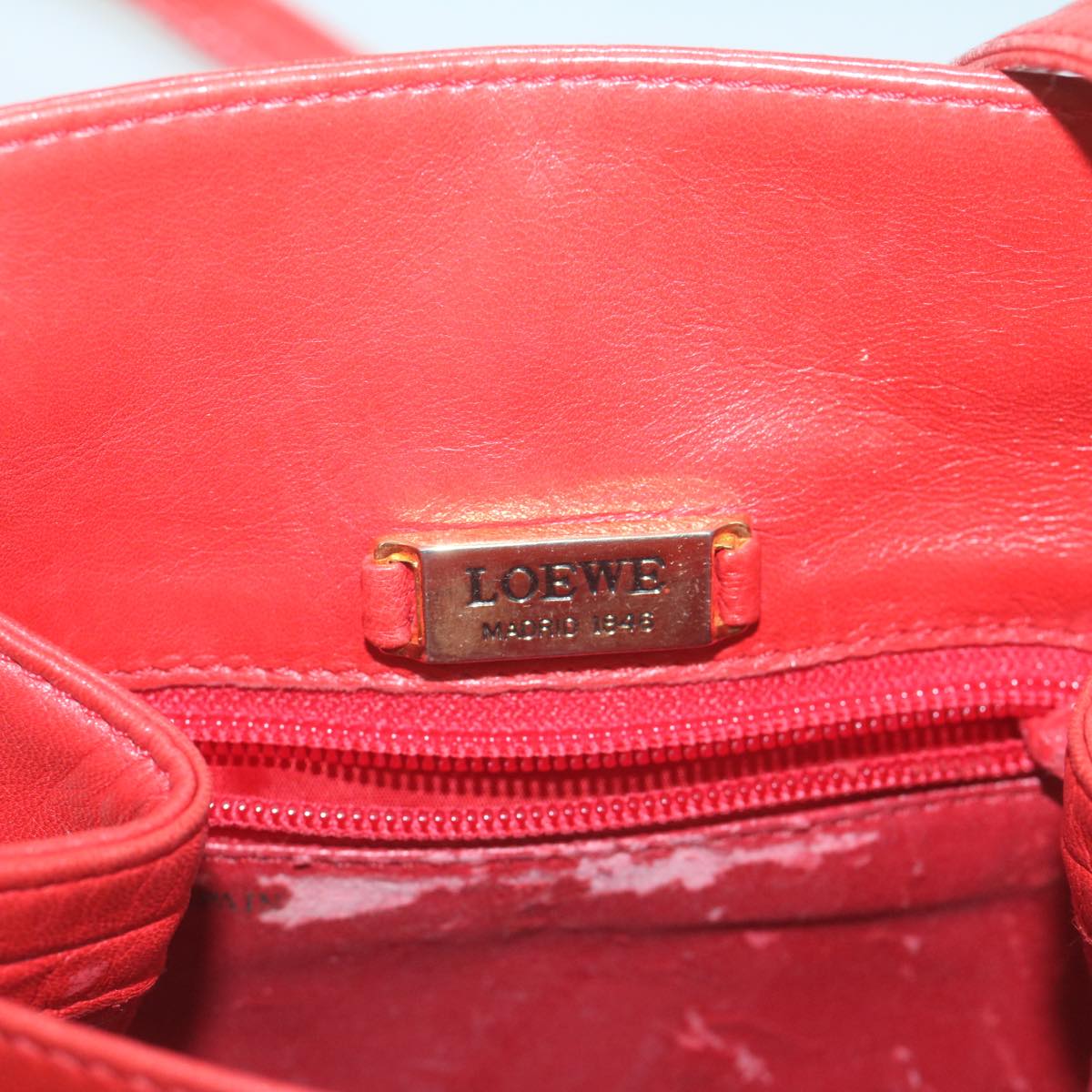 LOEWE Shoulder Bag Leather Red Auth 65938