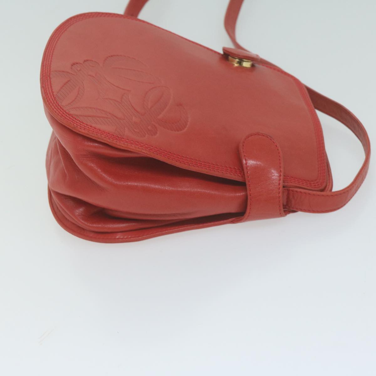 LOEWE Shoulder Bag Leather Red Auth 65938