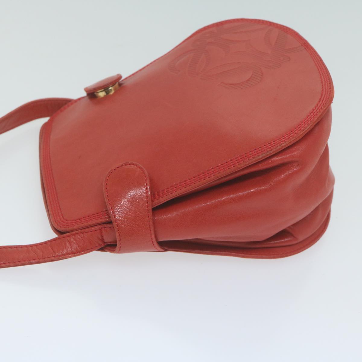 LOEWE Shoulder Bag Leather Red Auth 65938