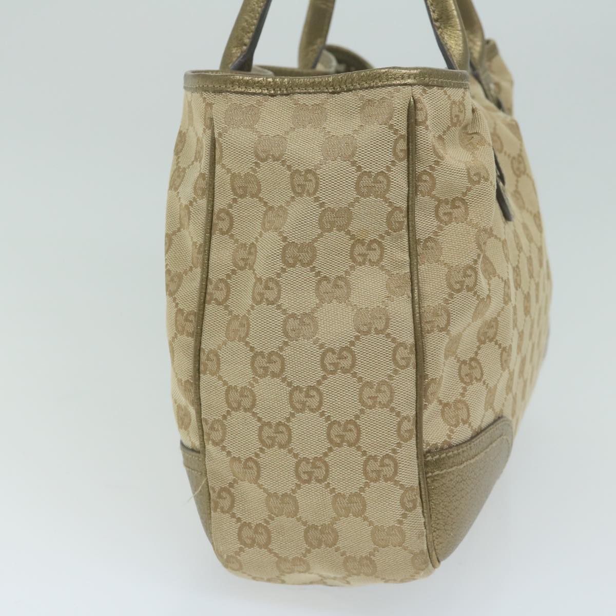 GUCCI GG Canvas Shoulder Bag Gold Tone Beige 163805 Auth 65944