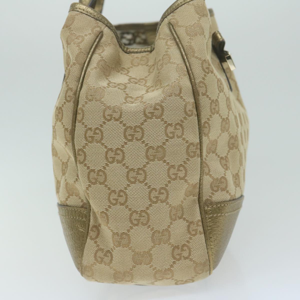 GUCCI GG Canvas Shoulder Bag Gold Tone Beige 163805 Auth 65944