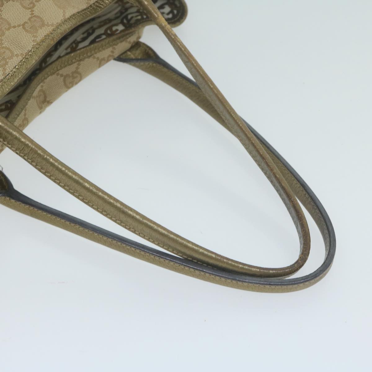 GUCCI GG Canvas Shoulder Bag Gold Tone Beige 163805 Auth 65944