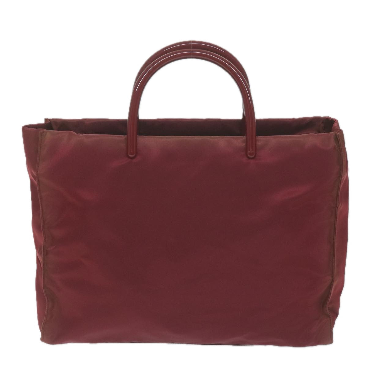 PRADA Hand Bag Nylon Red Auth 65947