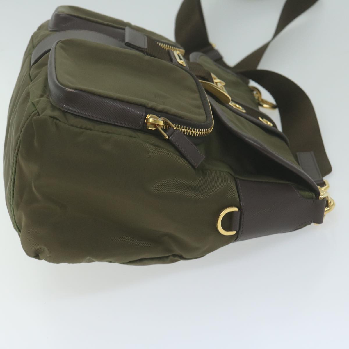 PRADA Shoulder Bag Nylon Khaki Auth 65951