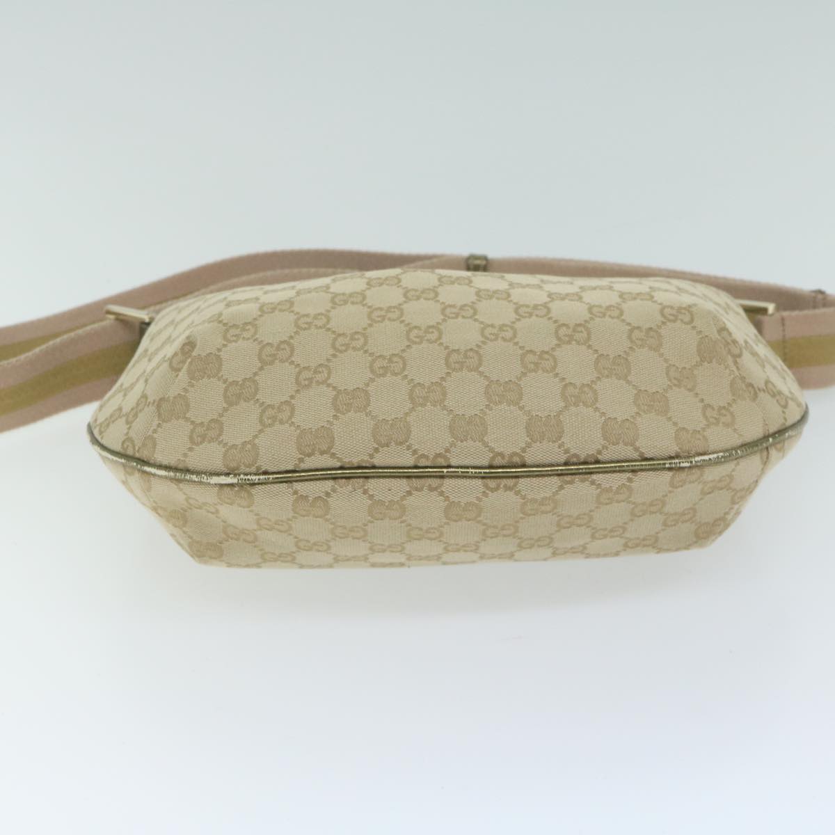 GUCCI GG Canvas Sherry Line Shoulder Bag Gold Beige pink 181092 Auth 65952