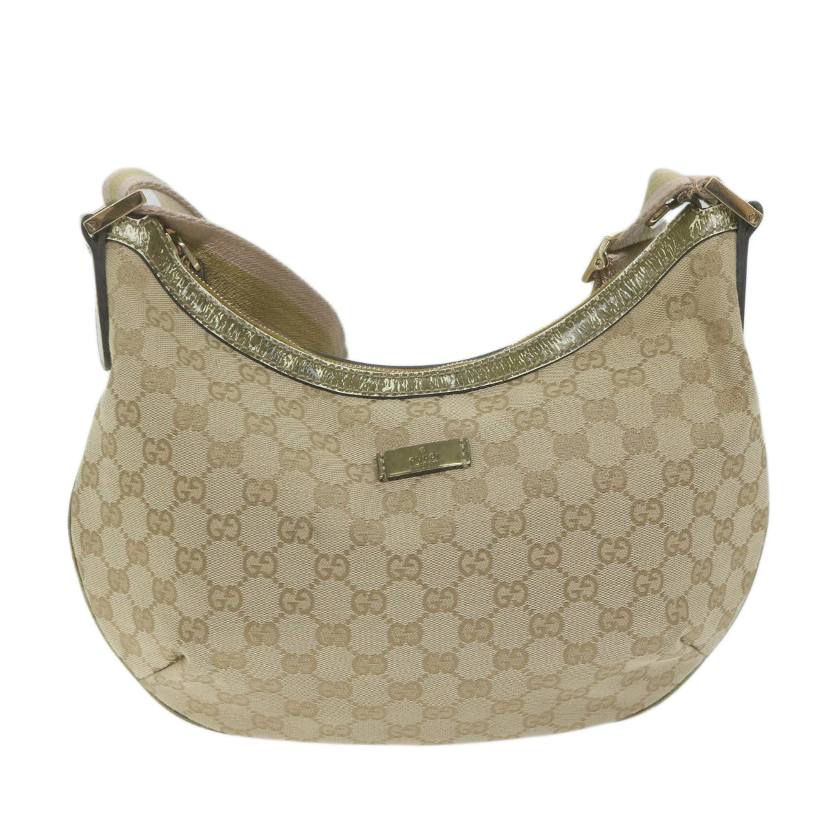 GUCCI GG Canvas Sherry Line Shoulder Bag Gold Beige pink 181092 Auth 65952