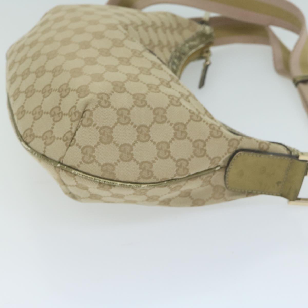 GUCCI GG Canvas Sherry Line Shoulder Bag Gold Beige pink 181092 Auth 65952