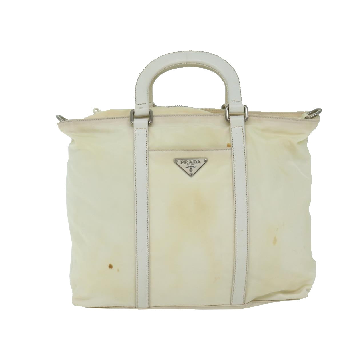 PRADA Hand Bag Nylon 2way White Auth 65956