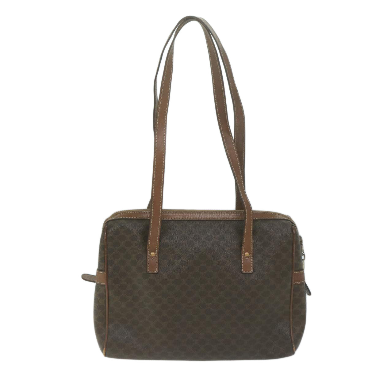 CELINE Macadam Canvas Shoulder Bag PVC Leather Brown Auth 65957
