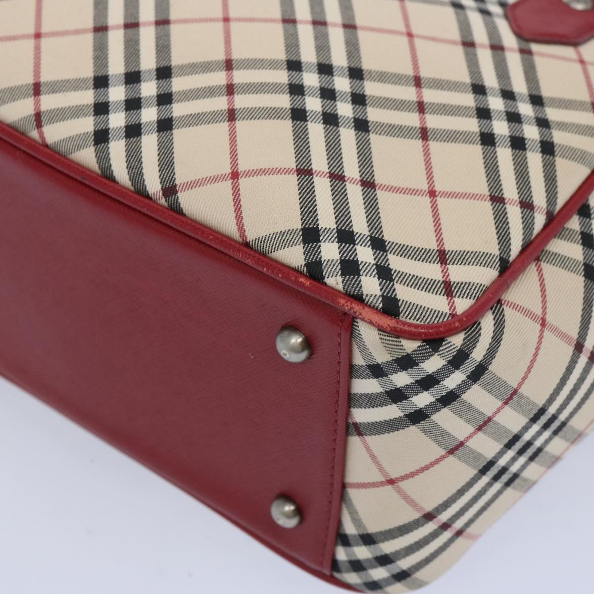 BURBERRY Nova Check Hand Bag Beige Red Auth 65960