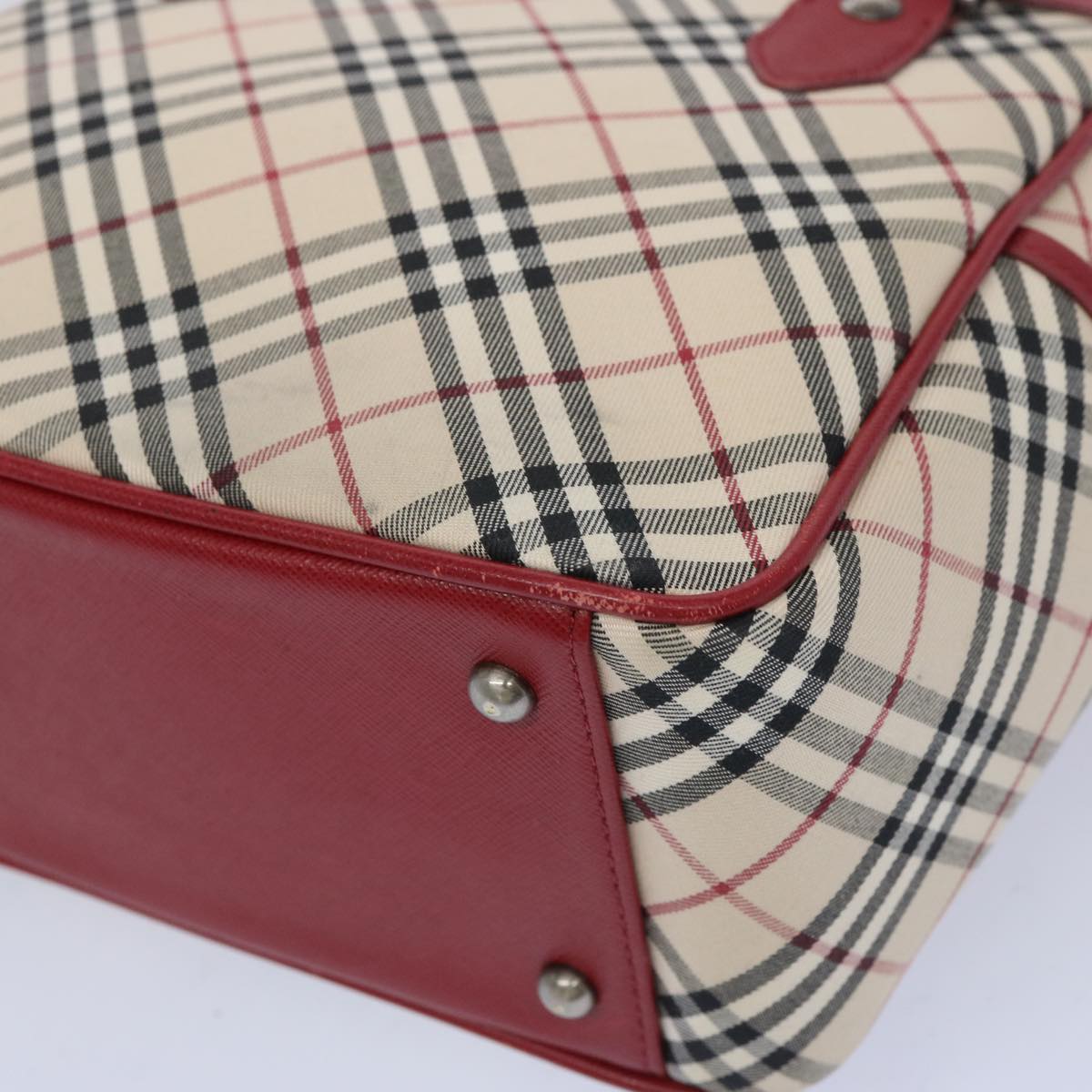 BURBERRY Nova Check Hand Bag Beige Red Auth 65960