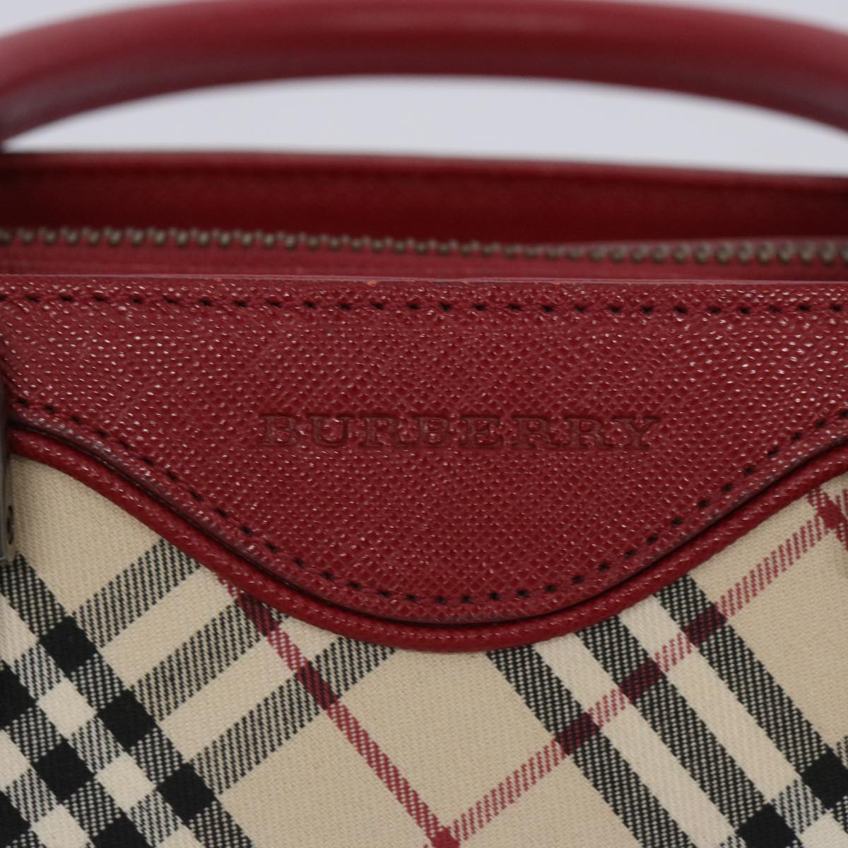 BURBERRY Nova Check Hand Bag Beige Red Auth 65960