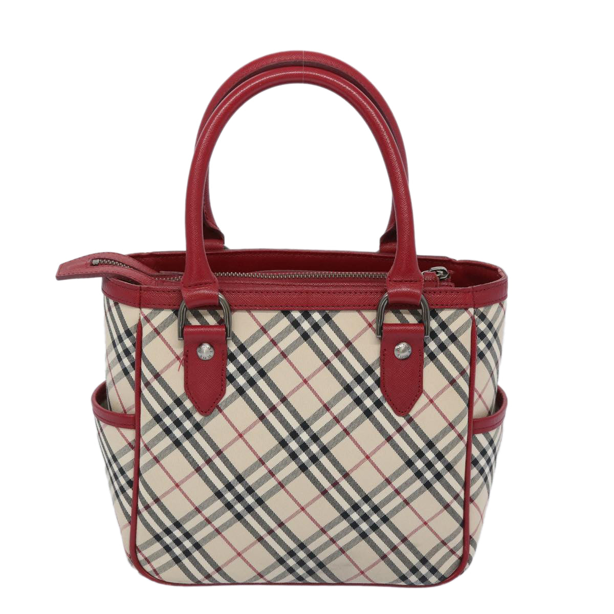 BURBERRY Nova Check Hand Bag Beige Red Auth 65960