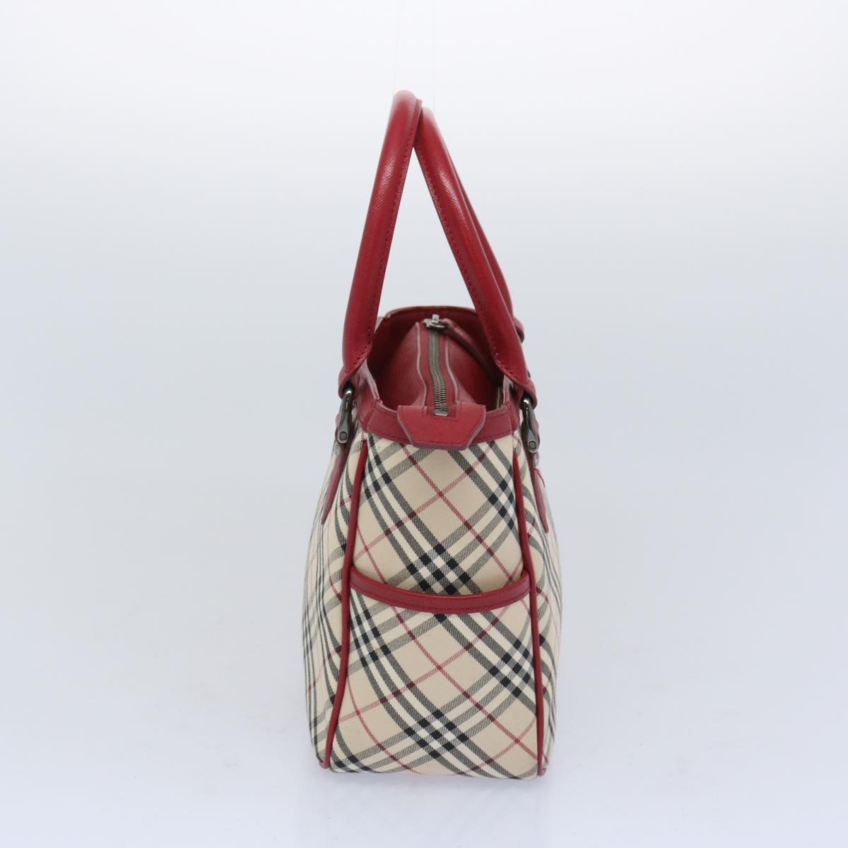 BURBERRY Nova Check Hand Bag Beige Red Auth 65960