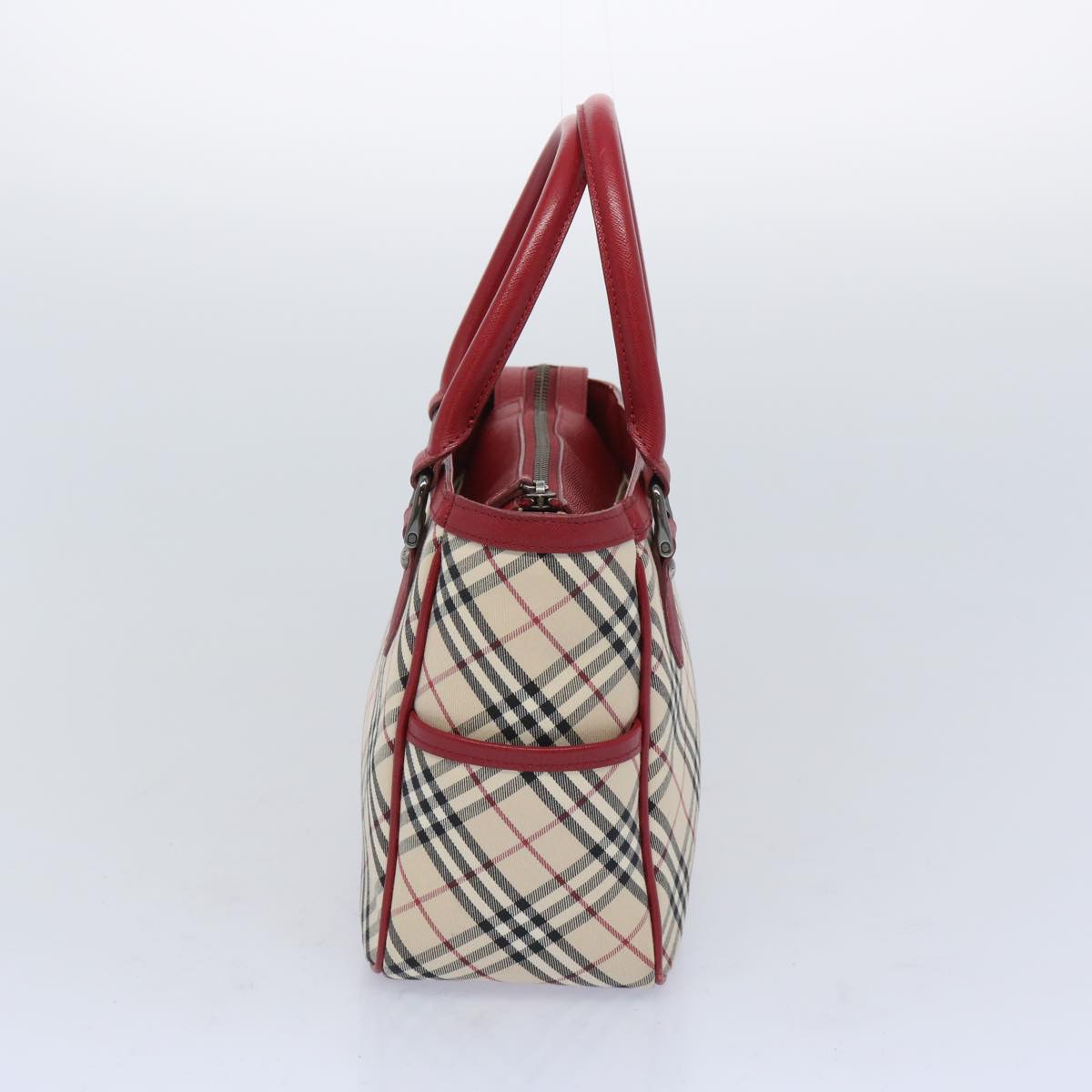 BURBERRY Nova Check Hand Bag Beige Red Auth 65960