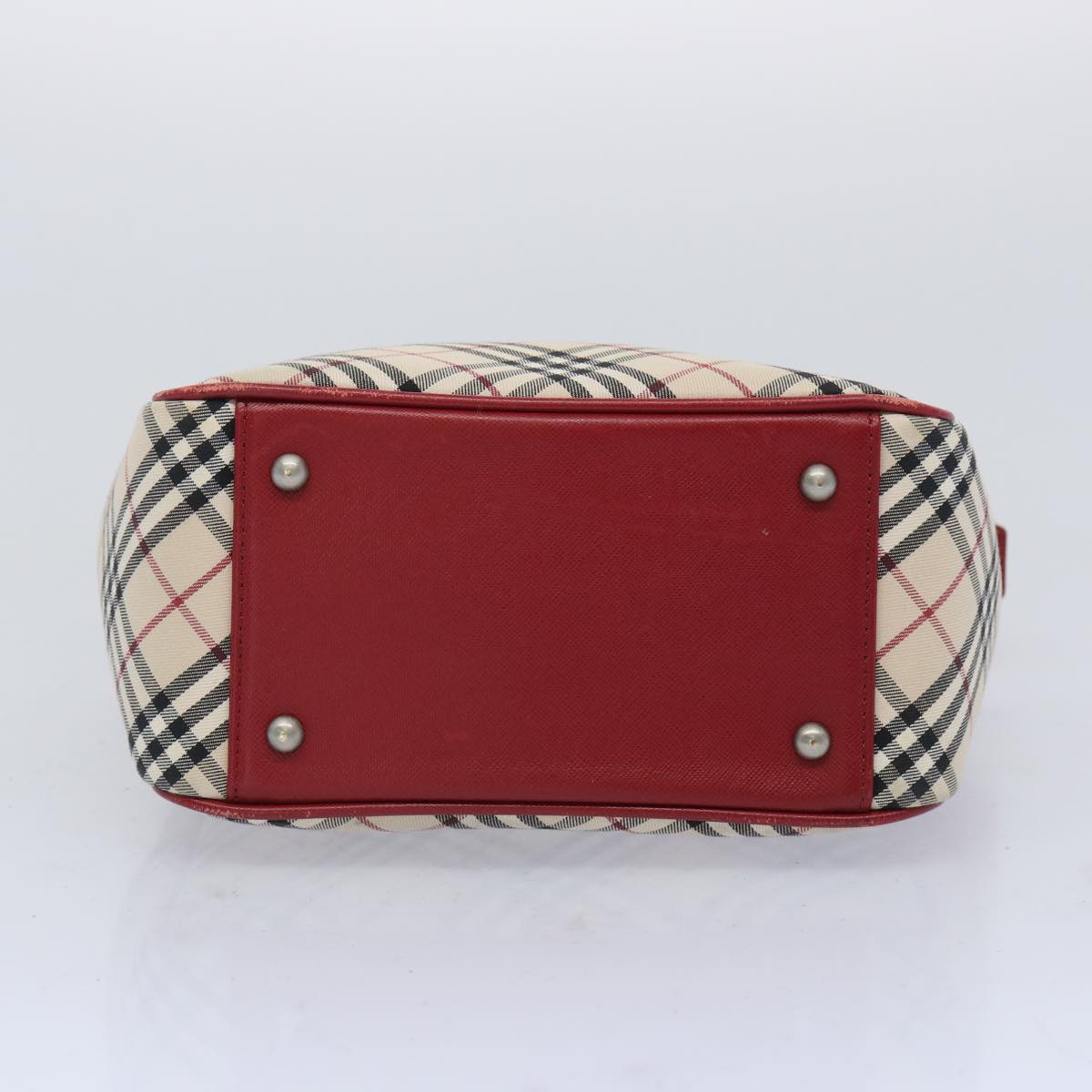 BURBERRY Nova Check Hand Bag Beige Red Auth 65960