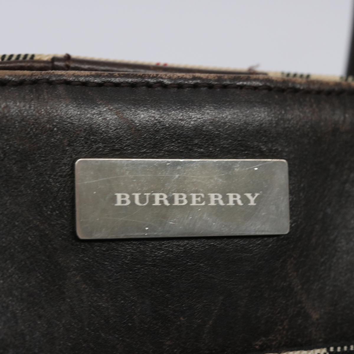 BURBERRY Nova Check Hand Bag Canvas Beige Auth 65962