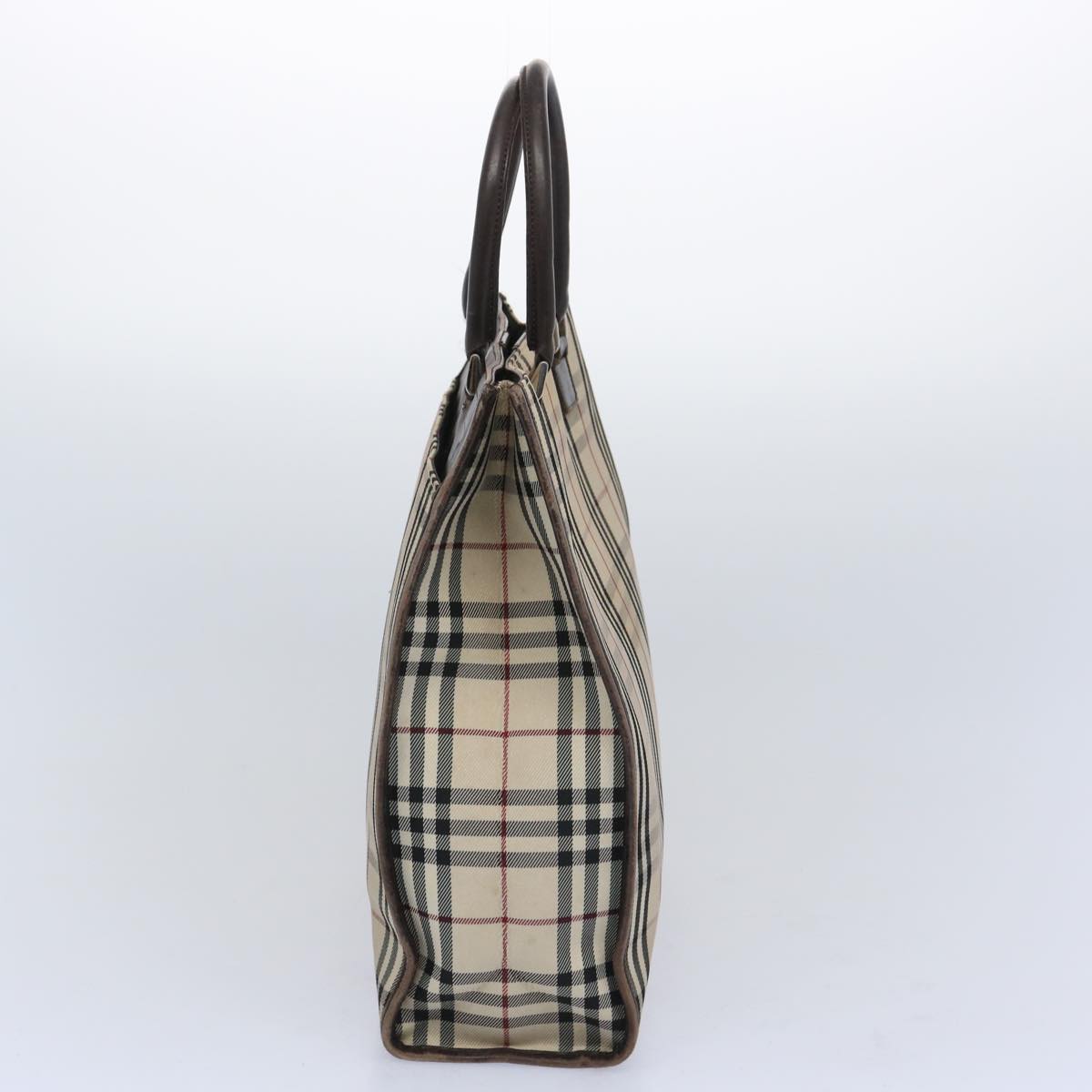 BURBERRY Nova Check Hand Bag Canvas Beige Auth 65962