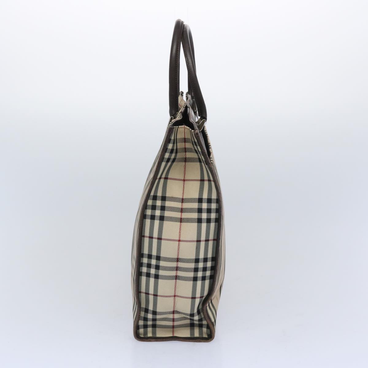 BURBERRY Nova Check Hand Bag Canvas Beige Auth 65962