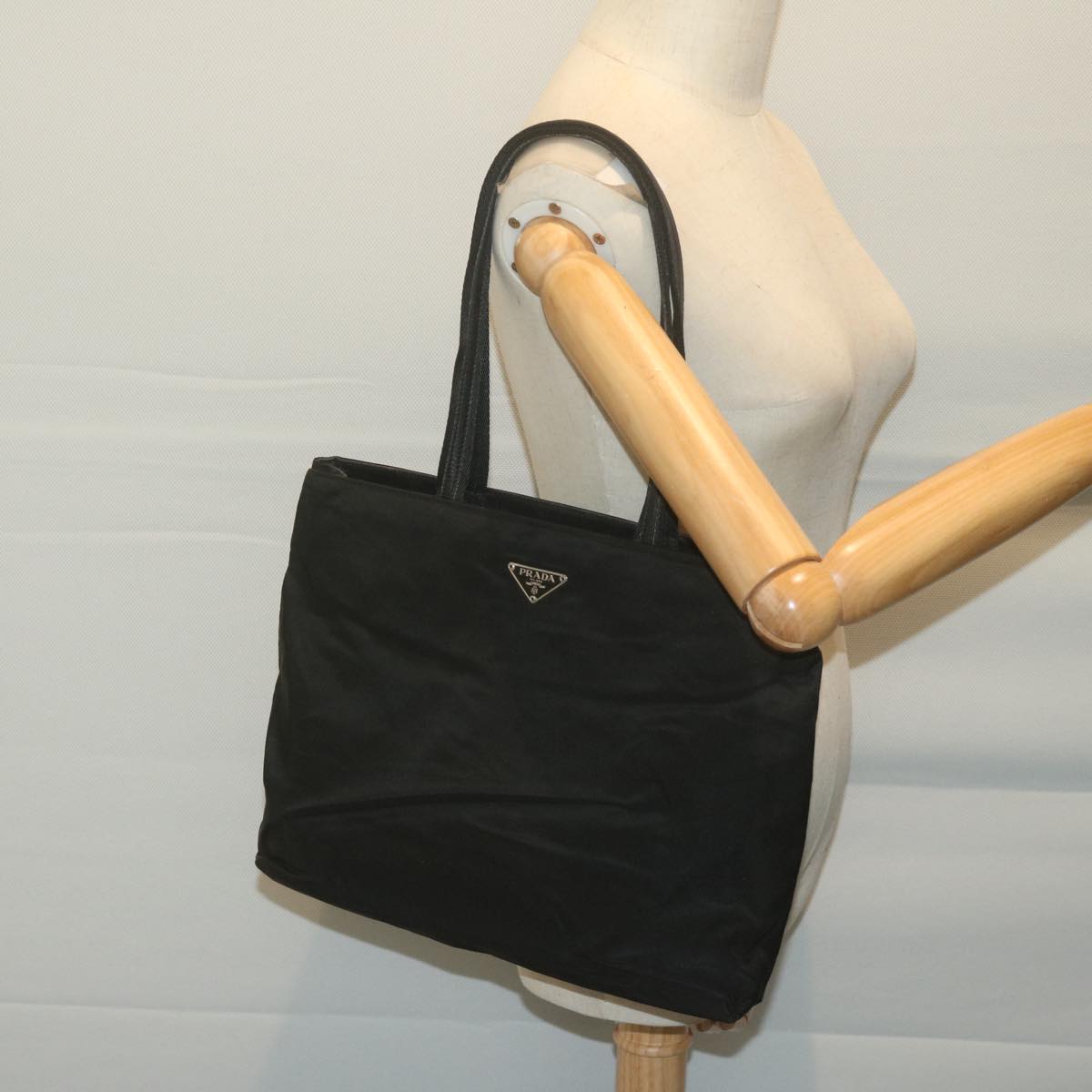 PRADA Tote Bag Nylon Black Auth 65963