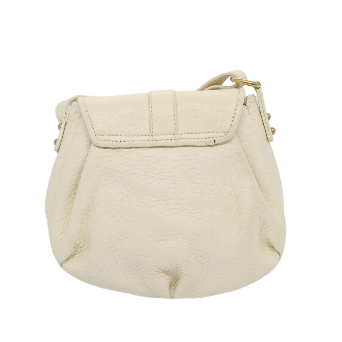 Salvatore Ferragamo Shoulder Bag Leather Cream Auth 65974 - 0