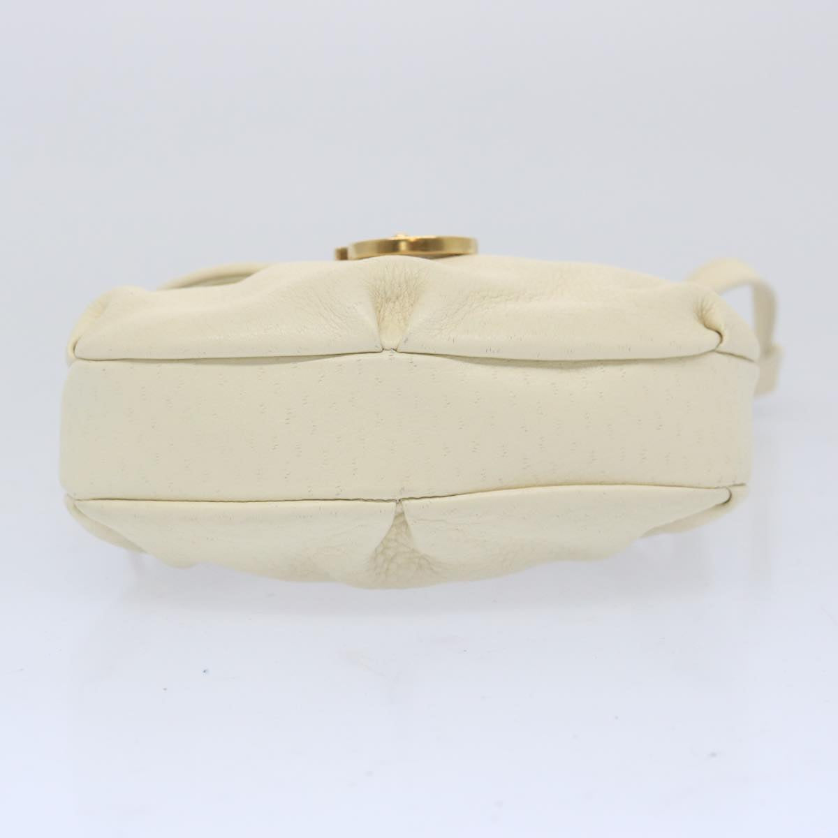 Salvatore Ferragamo Shoulder Bag Leather Cream Auth 65974