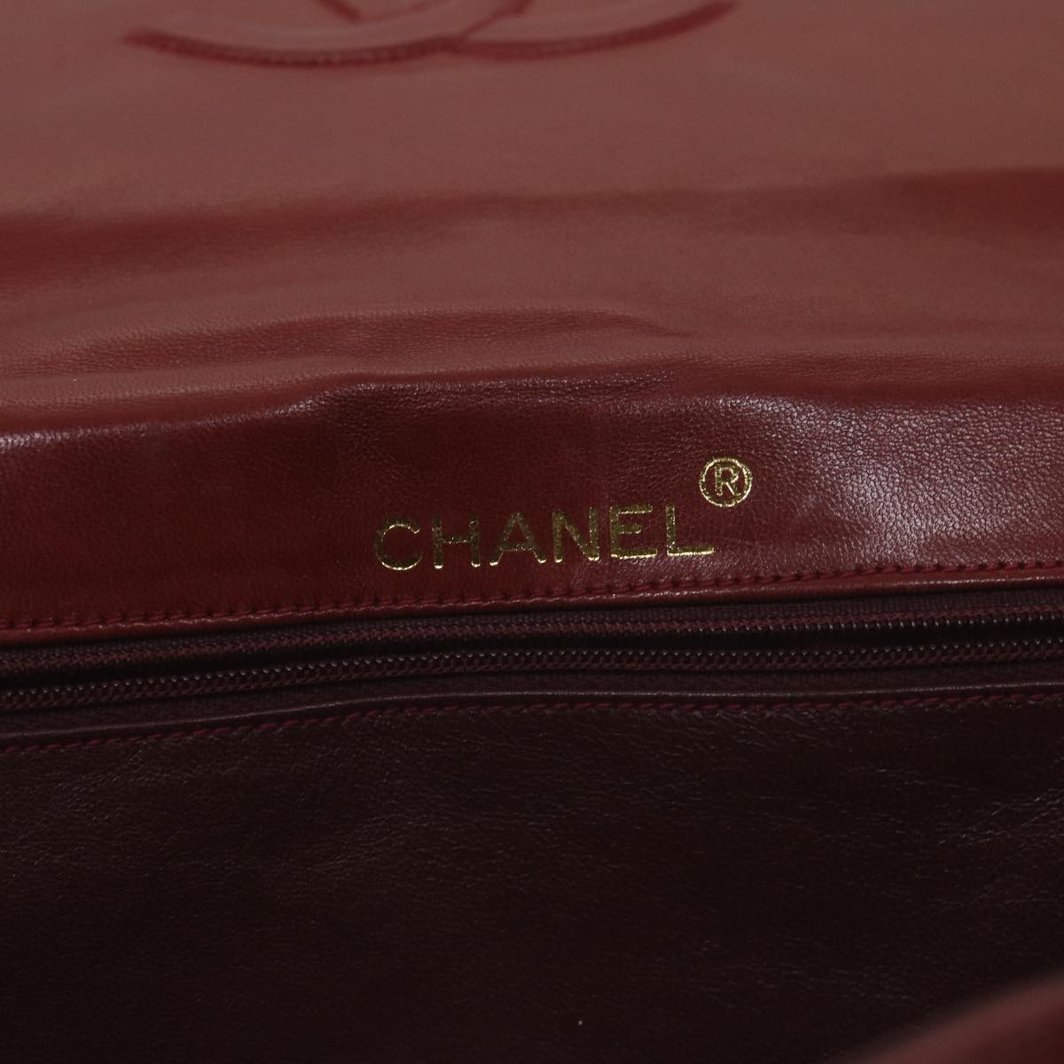 CHANEL Matelasse Chain Shoulder Bag Lamb Skin Red CC Auth 65980