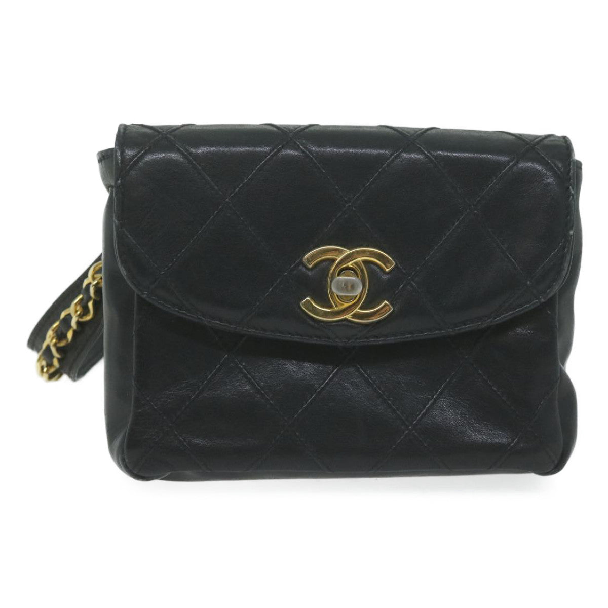 CHANEL Bicolole Waist bag Leather Black CC Auth 65985 - 0
