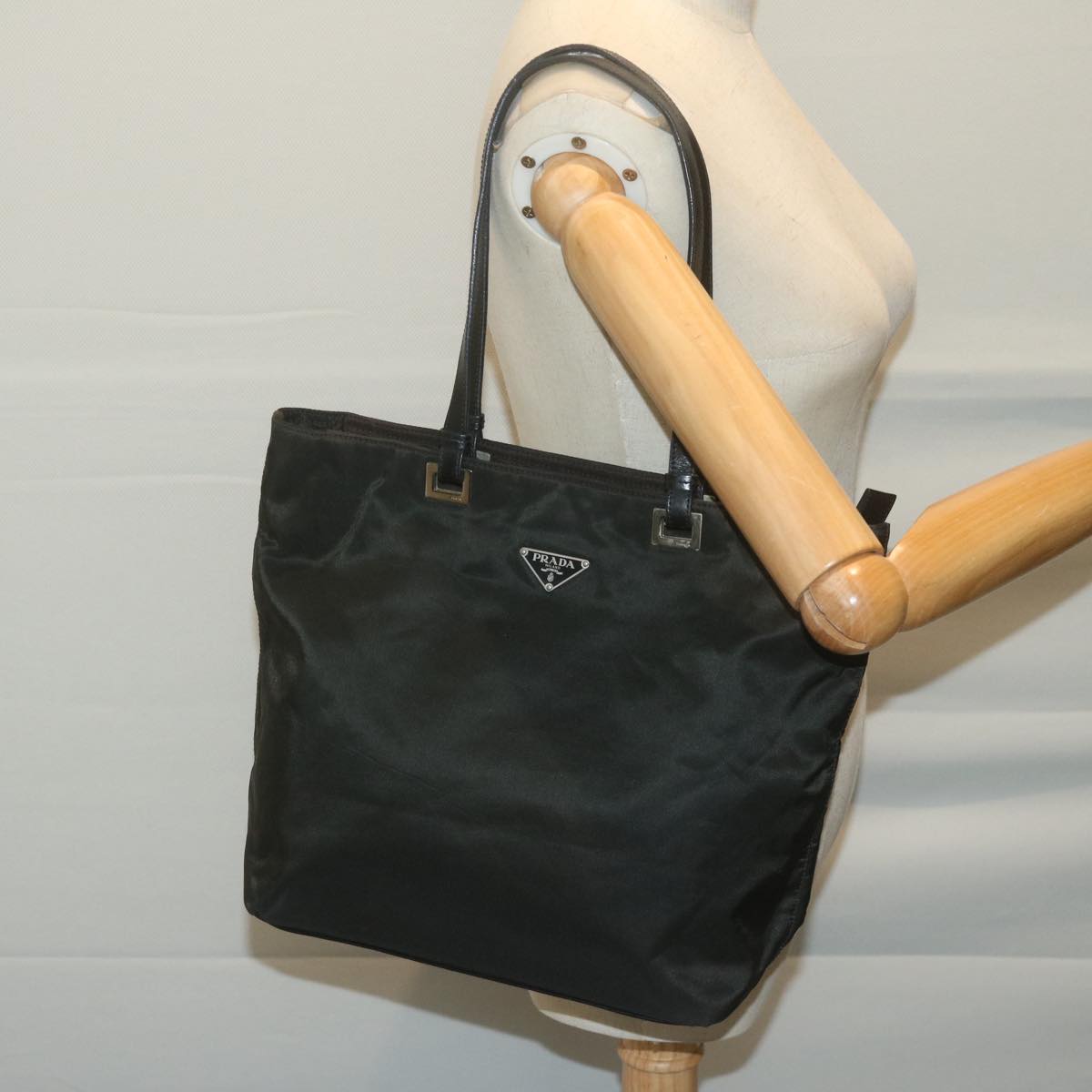 PRADA Tote Bag Nylon Black Auth 65999