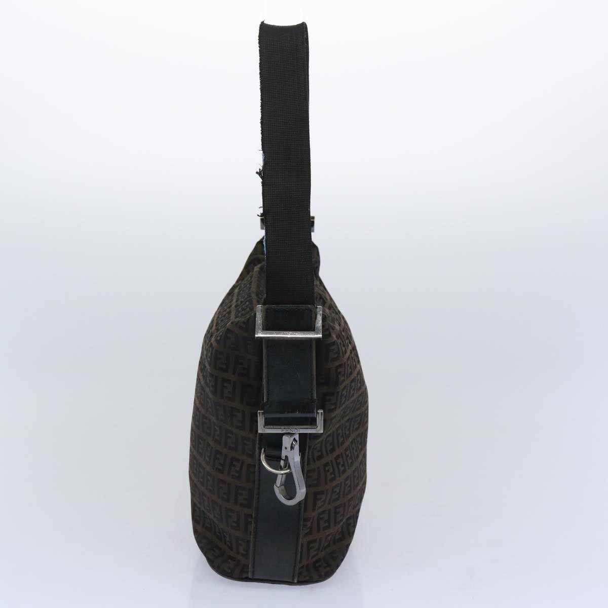 FENDI Zucchino Canvas Shoulder Bag Brown Auth 66016