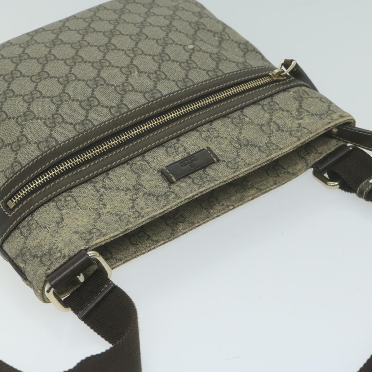 GUCCI GG Supreme Shoulder Bag PVC Beige 295257 Auth 66024