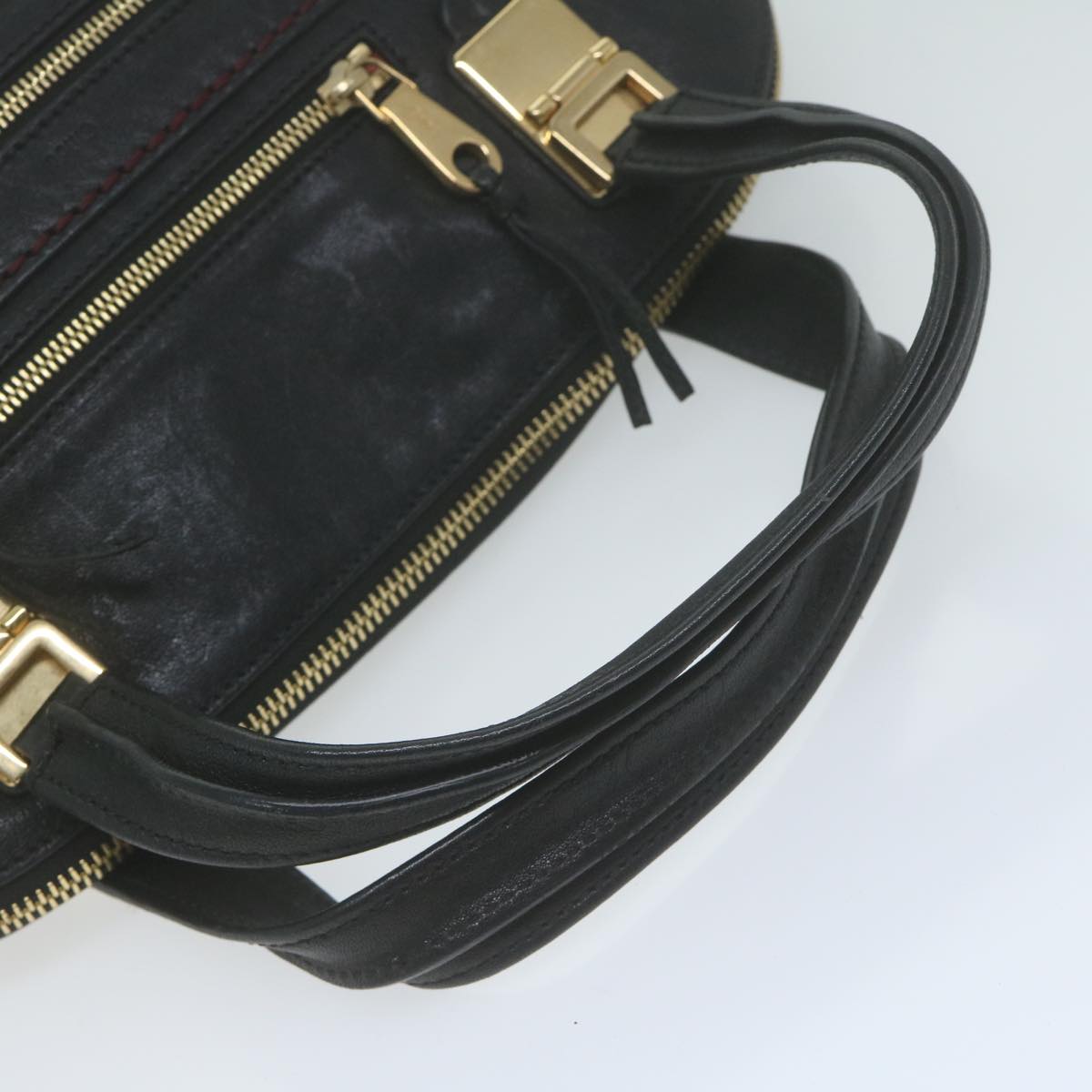 Chloe Hand Bag Leather Black Auth 66030
